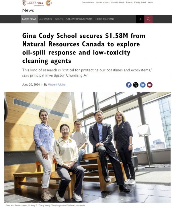 The research about oil spill is featured by Concordia University