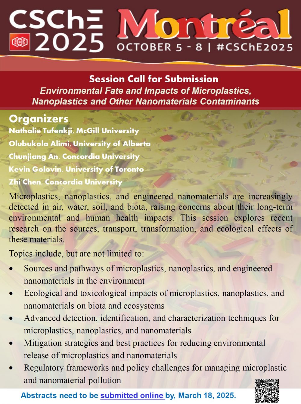 Session on microplastics and nanoplastics at CSChE 2025